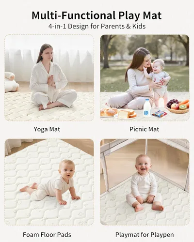 Miniatura 7 de Fortella Alfombra de Juego para Bebé para Corralito y Suelo, 47"x47" Alfombrillas de Juego Plegables de Espuma Acolchada para Bebés, Niños Pequeños
