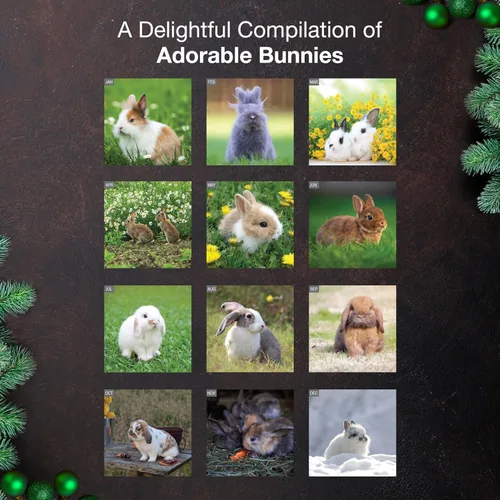 Miniatura 3 de MICASA PRESS Bunnies - Calendario de pared 2026 de 12 meses 12 x 24 pulgadas abierto Papel grueso y resistente Regalo Lindo conejo animal