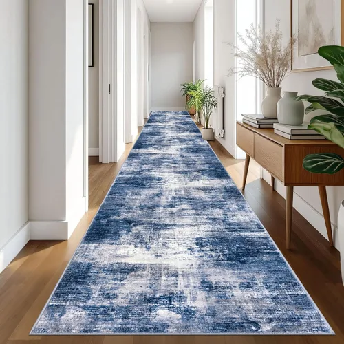 Miniatura 1098 de IOHOUZE Alfombra abstracta lavable de 3 x 12 pies para pasillos, antideslizante para cocina, camino de entrada de lana sintética para interiores