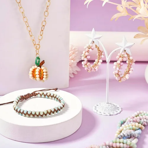 Miniatura 2 de Elecrelive 660 piezas Cuentas de Cristal Briolette de 4mm Cuentas de Vidrio Rondelle Color AB Cuentas de Vidrio Facetadas Sueltas para Bisutería