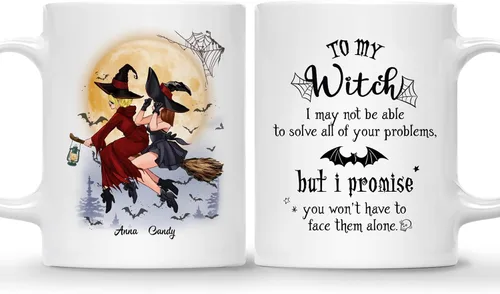 Miniatura 18 de Gossby Taza de café personalizada con texto en inglés "Always Sister", regalo personalizado para hermana con diseño, nombre, taza de Halloween