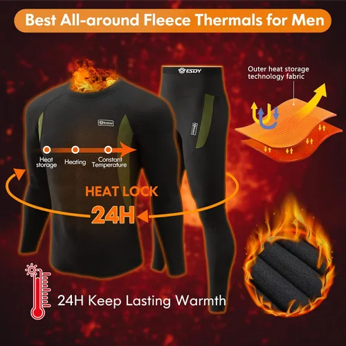 Miniatura 5 de romision Thermal Underwear for Men Long Johns Fleece Lined Hunting Gear Bottom Top Set Base Layer for Cold Weather XS-4XL