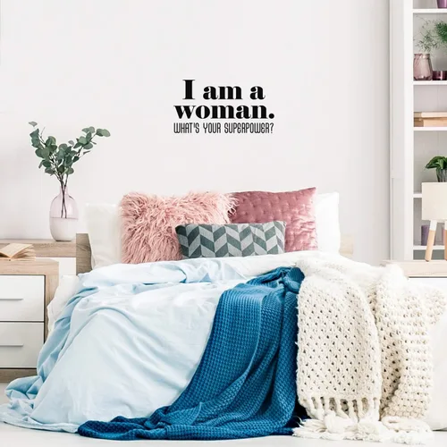 Miniatura 2 de Calcomanía de vinilo para pared, con texto en inglés "I Am A Woman What's Your Superpower", 17 x 32 pulgadas, bonita calcomanía inspiradora con cita