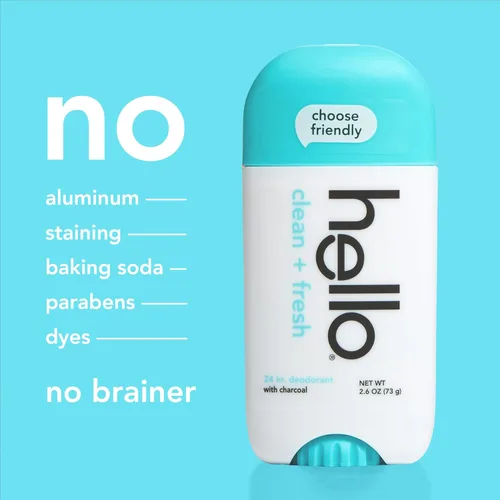 Miniatura 7 de hello Desodorante limpio y fresco sin aluminio para mujeres y hombres con carbón, frescura de 24 horas, desodorante libre de bicarbonato de sodio