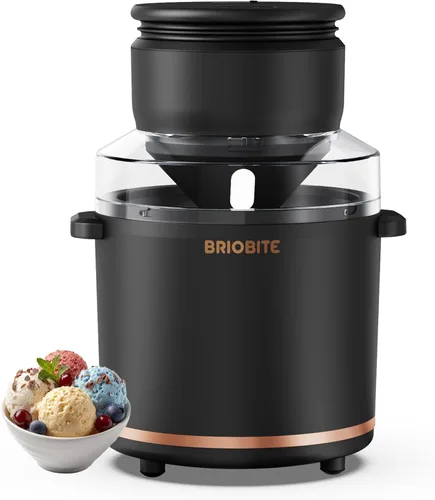 BRIOBITE Máquina de Helados de 1.1 Cuartos - Máquina Eléctrica de Helados para Gelato, Batidos y Sorbete, Perfecta para 2-3 Porciones, Fácil de Usar