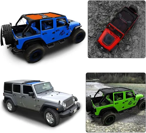 Miniatura 7 de Shadeidea JK Parasol Superior Compatible con Jeep Wrangler JKU Cobertura de Techo de Malla Suave (2007-2018) - Bloqueador UV de Ruido del Viento