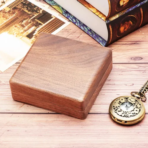 Miniatura 7 de COSISO Caja de regalo de reloj de bolsillo de madera de nogal, portátil, de un solo bolsillo, organizador de viaje para hombres y mujeres