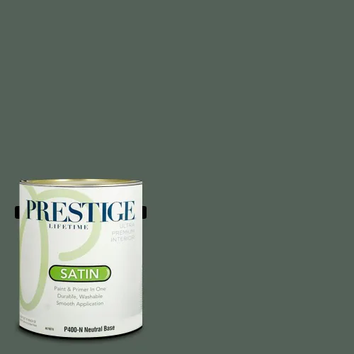Miniatura 100 de Prestige Paints - Pintura exterior e imprimación en uno, 1 galón, plano, compatibilidad comparable con el color menta «Whipped Mint» de Behr
