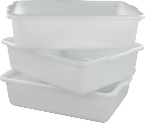 Miniatura 8 de Morcte Paquete de 3 cajas de autobús comercial de 13 L, bañera de autobús de plástico, color blanco