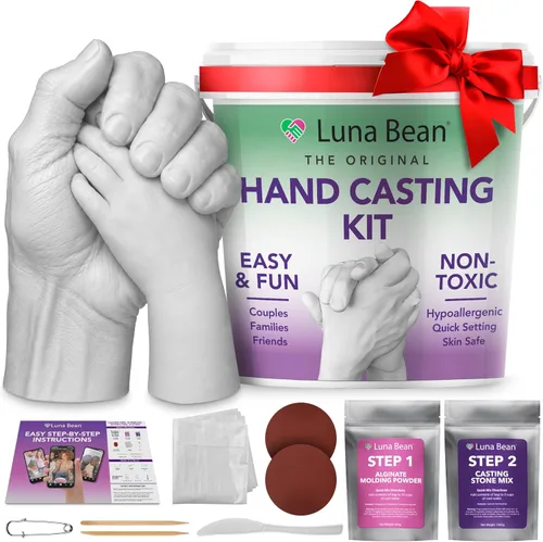 Miniatura 7 de Kit XL de moldeado de manos de familia Luna Bean – Kit de molde extra grande para familias, moldea hasta 6 manos – Ideas únicas de regalos