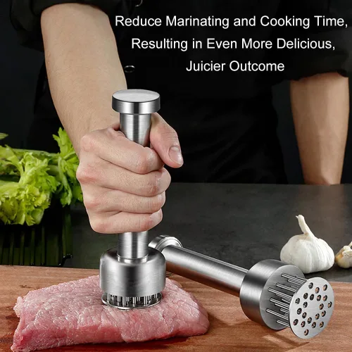 Miniatura 2 de Herramienta ablandadora de carne de acero inoxidable, 21 agujas afiladas, perforaciones de carne, filete ablandador, carne de res, pollo, cerdo