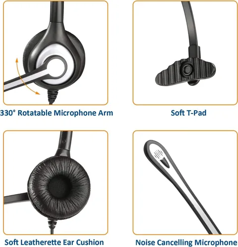 Miniatura 5 de Wantek Auriculares de teléfono con cable RJ9 con micrófono y cancelación de ruido compatibles con Plantronics Polycom VVX310 410 Yealink S12 Avaya