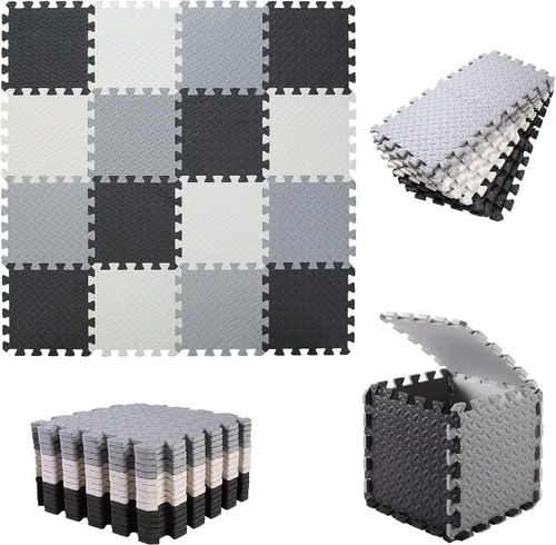 Miniatura 2 de Tapete de juego de espuma para bebé, tapete entrelazado de 0.4 pulgadas de grosor con colores sólidos, tapete de juego suave y no tóxico, tapete