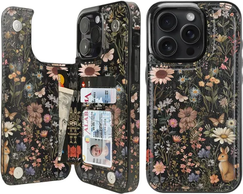 Miniatura 45 de uCOLOR Funda compatible con iPhone 13 Pro Max de 6.7 pulgadas con ranura para tarjetero, función atril, doble cierre magnético y diseño de bloqueo