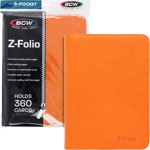Miniatura 9 de BCW Z-Folio - Álbum LX de 9 bolsillos - Rojo Organizador de tarjetas con cremallera segura Carpeta de colección de tarjetas de cuero sintético