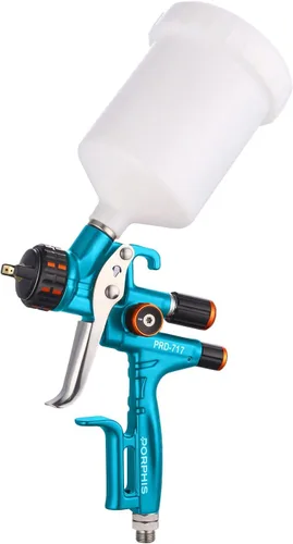 Pistola de Pintura PORPHIS PRD-717 Tipo VS con Boquilla Dividida de 1.3mm para Repintado Automotriz, Azul