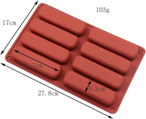 Miniatura 6 de Molde de silicona para galletas de dedo, molde de barra de chocolate, molde antiadherente de silicona para pastel Twinkie, molde de tira rectangular