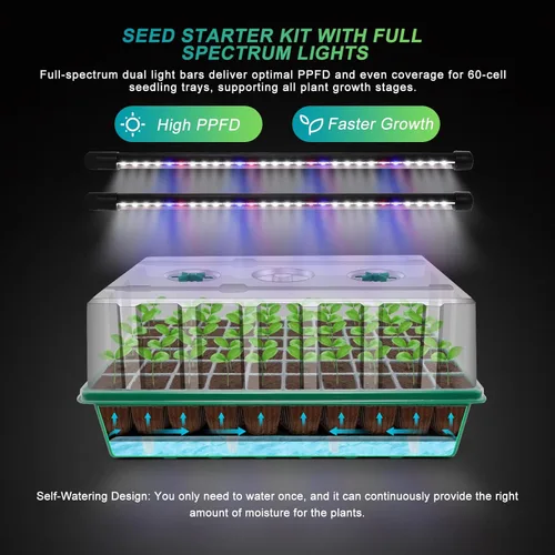 Miniatura 2 de GOOINMILL Bandeja Iniciadora de Semillas con Autoriego con Luz de Crecimiento Temporizada, Bandeja Iniciadora de Plantas de 80 Celdas Kit Iniciador