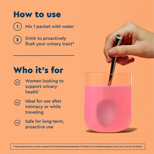 Miniatura 5 de Uqora Flush - Tracto urinario* con D-manosa, vitamina C, vitamina B6, potasio, magnesio y calcio - Sin gluten y vegano - Sabor a limonada rosa - 10