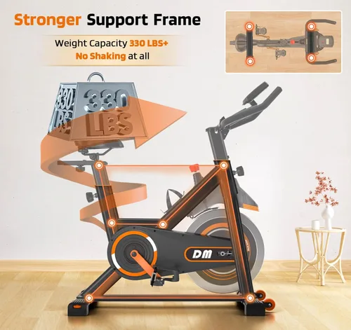 Miniatura 2 de DMASUN Exercise Bike, Silent Magnetic Resistance Stationary Bike for Home with 330 LBS Capacity, Pedals with Anti-loosening Nuts, Indoor Bike with