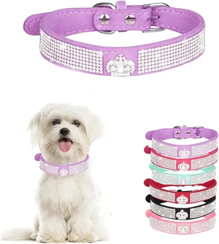 Miniatura 8 de Collares de perro para perros medianos hembras, collar de perro con diamantes de imitación, bonito collar con purpurina para mascotas XXS Xs, S, M