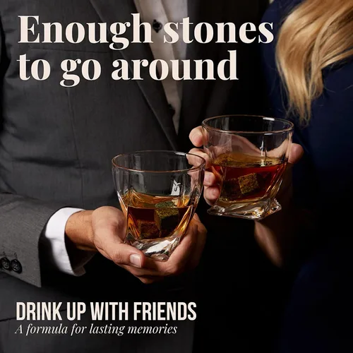 Miniatura 6 de Mixology & Craft Piedras de whisky – Juego de 6 rocas de whisky escalofriantes de granito en forma de cubo, regalos de whisky para hombres