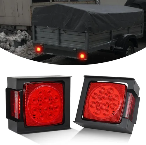 Miniatura 10 de Nilight 2 piezas de luces LED cuadradas para remolque, de perfil bajo, sumergibles, IP68, luces direccionales y de freno traseras, laterales