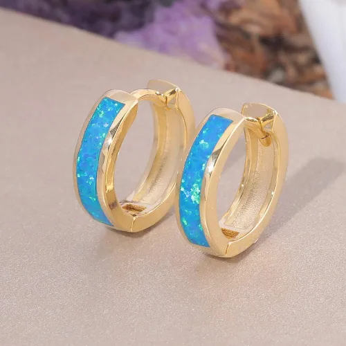 Miniatura 100 de CiNily Aretes Huggie de ópalo con bisagras, chapados en oro, hipoalergénicos, pequeños aretes de aro para mujeres, adolescentes, niñas, hombres