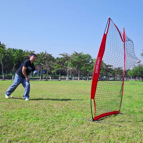 Miniatura 6 de Pantalla portátil de lanzamiento de béisbol y softbol, red de protección de jarra de 4 x 7 pies con bolsa de transporte y estacas de tierra, red