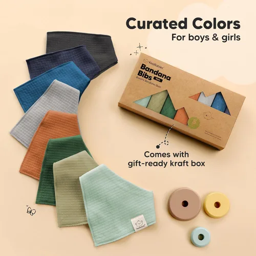 Miniatura 9 de KeaBabies - Juego de 8 baberos con bandana para bebés, niñas y niños - Baberos de algodón orgánico para babeo y dentición, recién nacidos, niños
