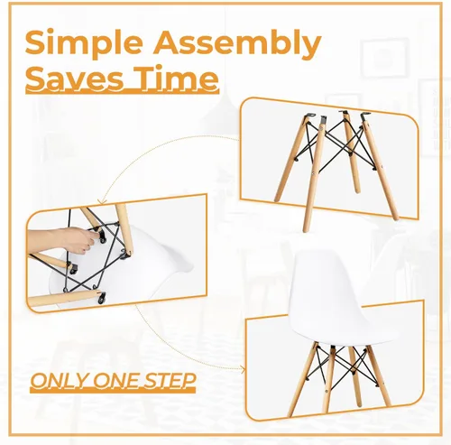 Miniatura 5 de Furniwell Silla de comedor de estilo moderno de mediados de siglo, DSW moderna, carcasa de plástico para interiores, sillas laterales de plástico