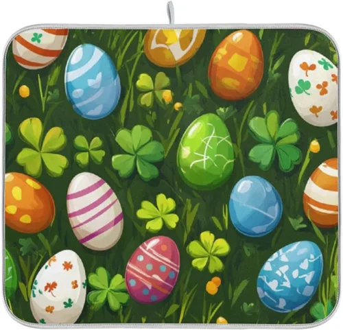 Miniatura 67 de Tapete de secado de platos de primavera naranja con flor de amapola para encimera de cocina, tapete escurridor absorbente de microfibra, tapete