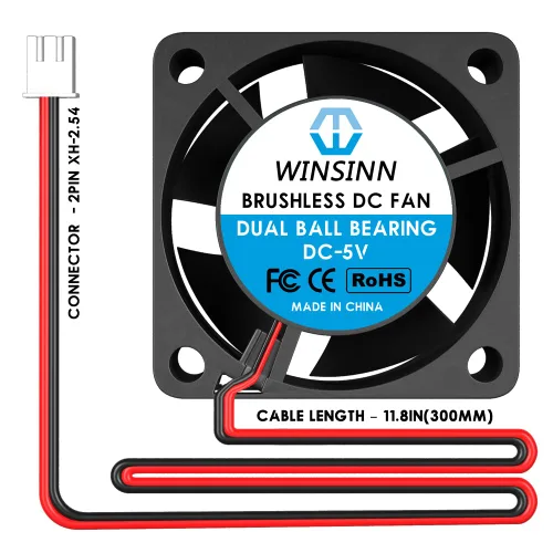 Miniatura 4 de WINSINN Ventilador de 1.575 in y 5 V, rodamiento de bolas dual 7000 RPM, 4020, silencioso reemplazo del ventilador para impresora 3D/DVR/electrónica