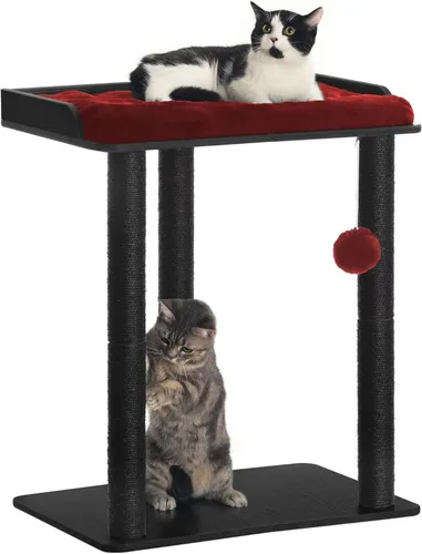 Miniatura 9 de FourFurPets - Árbol para gatos grande de 26.7 pulgadas, torre y condominio, postes para rascar para gatos de interior, plato grande, tres postes
