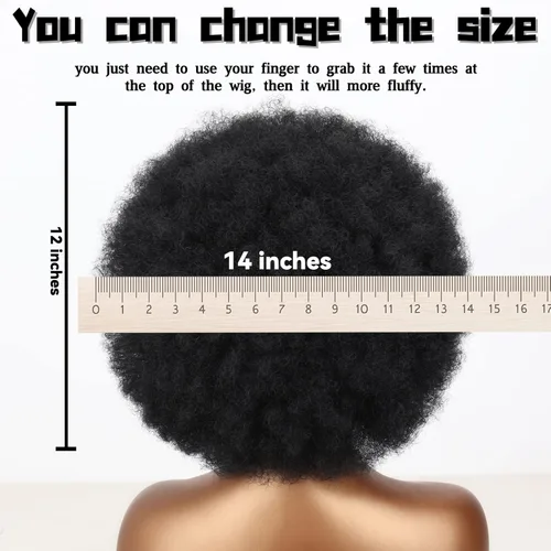 Miniatura 3 de Xinran Pelucas afro cortas de los años 70 para mujeres negras, peluca afro corta negra sintética grande de los años 70, peluca afro de 8 pulgadas 60