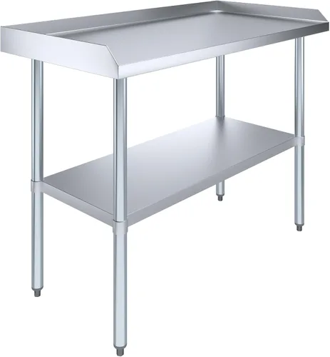 AmGood Mesa de trabajo comercial con protector antisalpicaduras y protectores laterales | Altura: 35" | Mesa de preparación de acero inoxidable para
