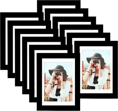 Miniatura 116 de Picrit - Juego de 12 portarretratos de 4 x 6 pulgadas, para fotos de 3.5 x 5 con paspartú o 4 x 6 pulgadas sin paspartú, marcos para colgar
