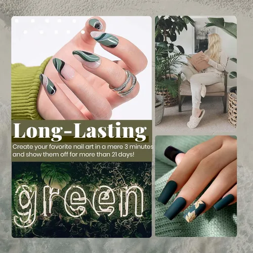 Miniatura 3 de Beetles - Juego de esmaltes de uñas de gel azul y verde, 6 colores, gris brumoso, verde oscuro, lámpara LED de remojo, pinceles de arte