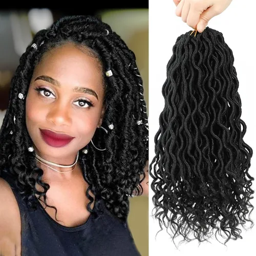 Miniatura 14 de Trenzas postizas Goddess, 6 paquetes de 18 pulgadas, cabello lacio, trenzado con ganchillo, para mujeres negras, trenzas postizas ombre con puntas