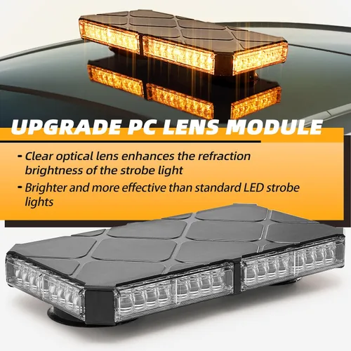 Miniatura 2 de Luces Estroboscópicas Magnéticas Ámbar de Techo para Camiones, Luz de Advertencia de Emergencia y Precaución para Vehículos y Automóviles