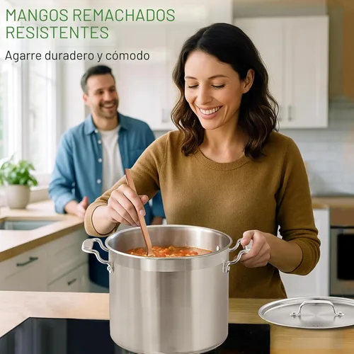 Miniatura 8 de NutriChef Olla resistente de 20 cuartos de galón con tapa de acero inoxidable, olla grande para inducción, cocinas de gas y eléctricas, perfecta