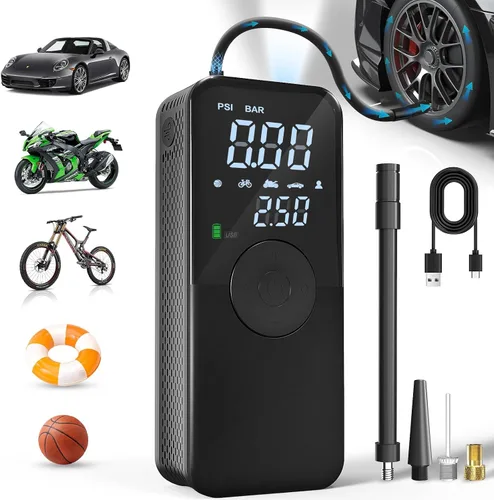 TECBOT Inflador de neumáticos, compresor de aire portátil, bomba de aire automática para neumáticos de automóvil, compresor de aire portátil de 150