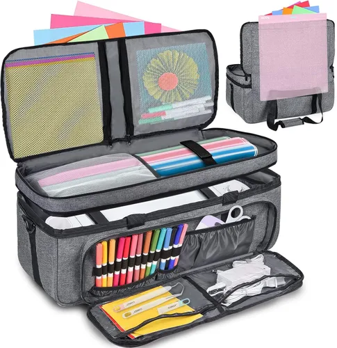 IMAGINING Estuche de transporte para Cricut Maker 3, Maker 4, bolsa de máquina de doble capa con cubierta para Cricut Explore 4, Explore 3, Explore