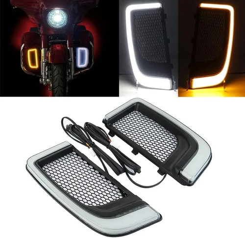 Miniatura 7 de Luces de ventilación Road Glide, intermitentes, circulación diurna, luces laterales para motocicletas 2015-2020 (negro)