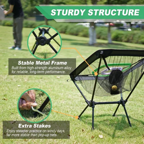 Miniatura 3 de SENSECLUB Red de astillado plegable y green flotante, objetivo de astillado de práctica de golf interior, juego de golf de patio trasero y regalos