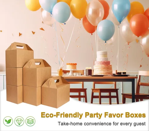 Miniatura 4 de Happyhiram Paquete de 10 Cajas Grandes a Dos Aguas, Color Marrón - Contenedores de Papel Kraft Resistentes de 9x6x6 Pulgadas para Regalos, Almuerzos