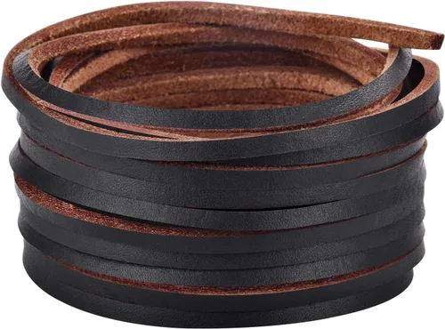 Miniatura 8 de TeeLiy Cordón plano de cuero genuino de 3 mm, cuerda de trenzado para joyería, cordones de zapatos de cuero, artes y manualidades, monedero