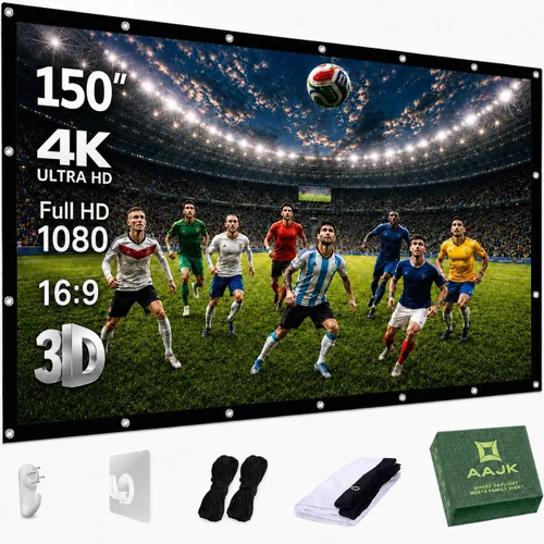Miniatura 12 de Pantalla de proyección, pantalla de proyector de películas 4K HD 16:9, proyector portátil plegable antiarrugas, pantalla de películas para cine