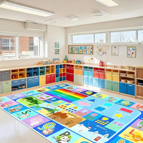 Miniatura 9 de Alfombra infantil para sala de juegos, dormitorio, 2.5 x 4 pies, alfombra educativa ABC para aula, guardería, alfombra antideslizante de aprendizaje