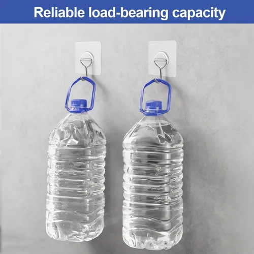 Miniatura 4 de Ganchos adhesivos de pared para colgar abrigos resistentes, 13 libras (máx.), gancho transparente impermeable multiusos, ganchos de acero inoxidable